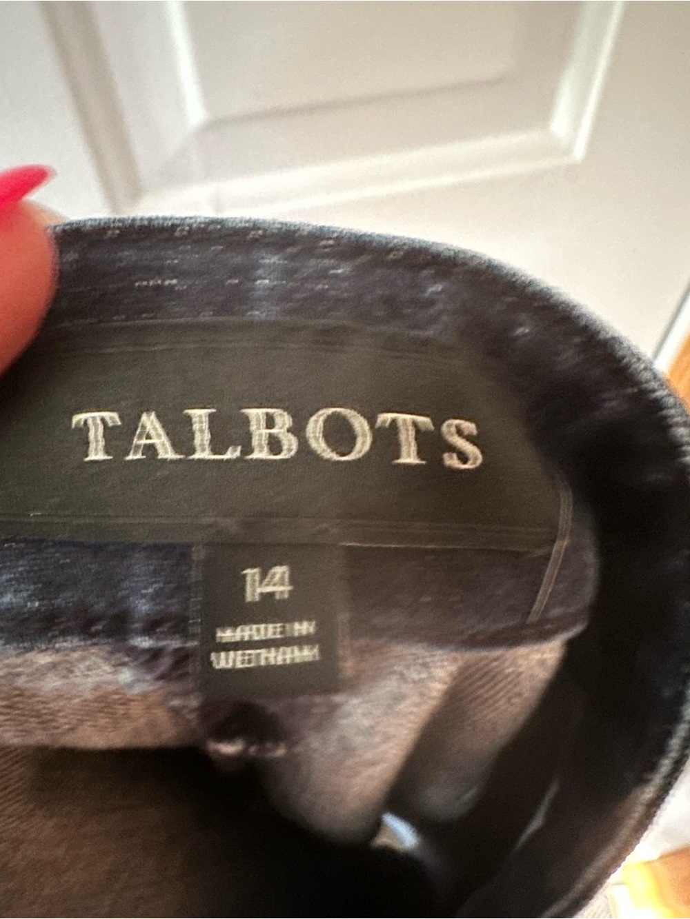 Talbots Button Front Dark Wash Denim Skirt A Line Midi Size 14 - Picture 11 of 12